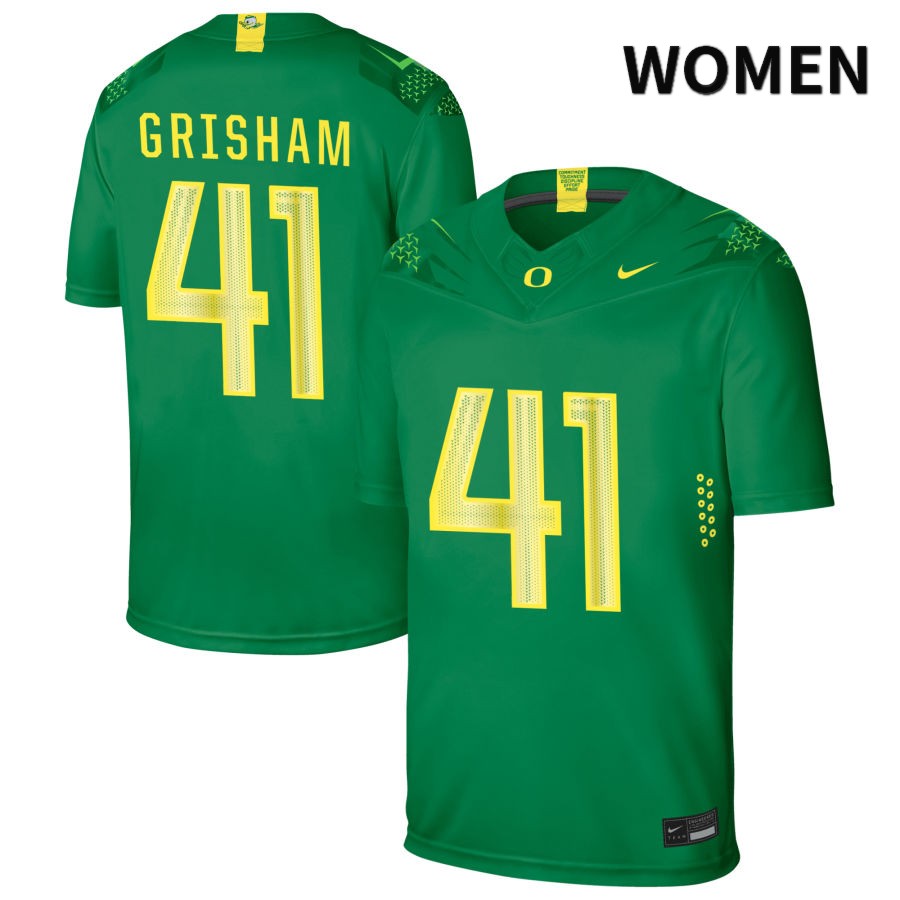 Oregon Ducks Women's #41 Zach Grisham Football College Authentic Green NIL 2022 Nike Jersey TRA81O8S